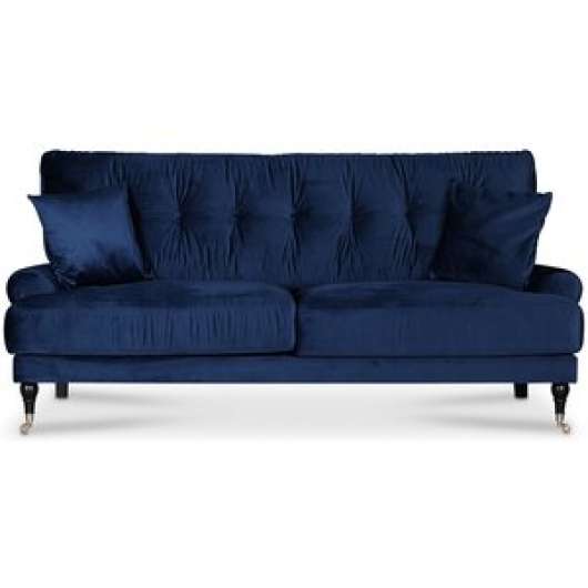Adena 2-sits soffa - Midnattsblå sammet + Möbelvårdskit för textilier - 2-sits soffor, Soffor